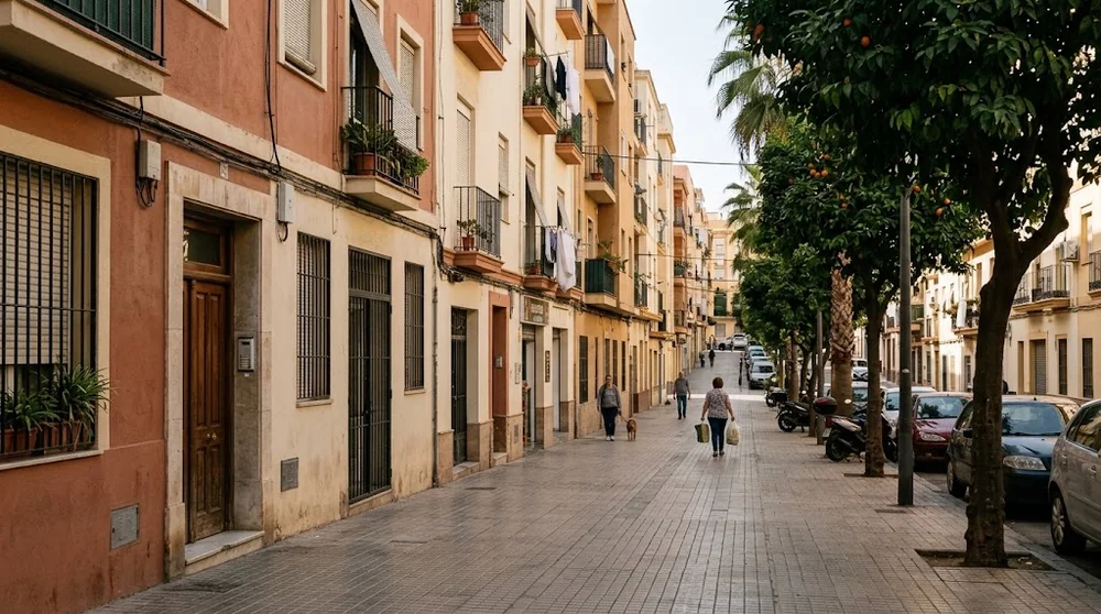 Residential street and pedestrian access in Malaga